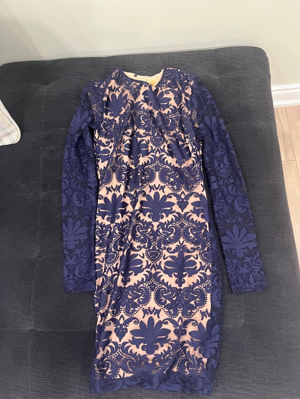 Navy Blue Lace Mini Dress